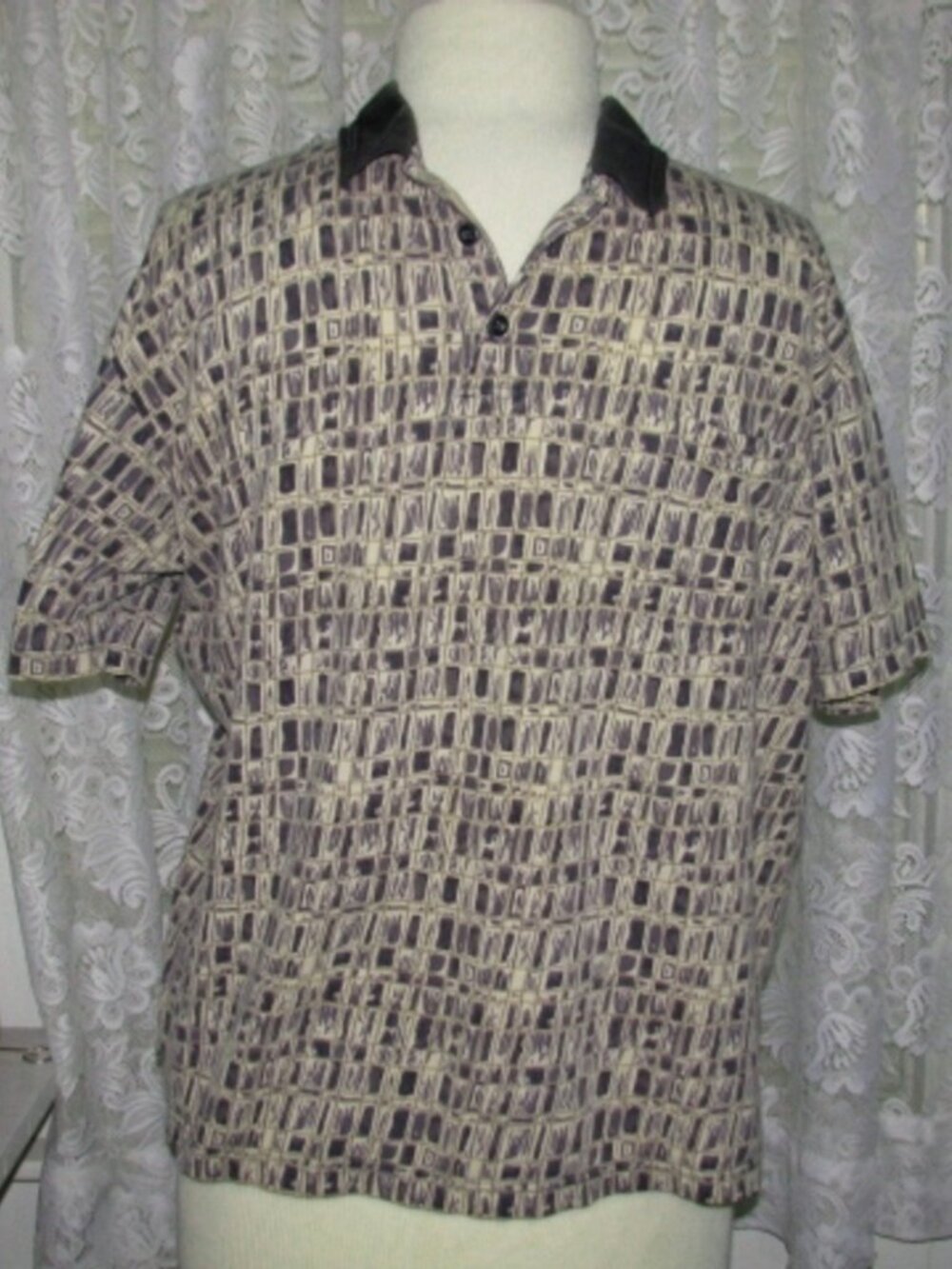 Black & Tan on Beige Cotton Smooth Knit SHIRT Size XXL Croft & Barrow